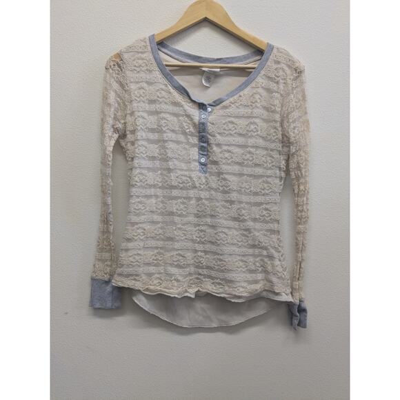 Self‎ Esteem lace Henley top size Large feminine y2k - Picture 4 of 9